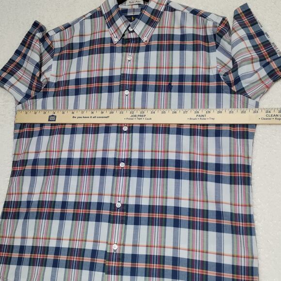 Ralph Lauren Shirt Mens Large Plaid Bleeding Madras Indian Cotton SS Button Down - Picture 7 of 13